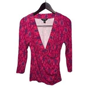 Lauren Ralph Lauren Black Label Womens M Wrap Cross Top Quiet Luxury Minimalist